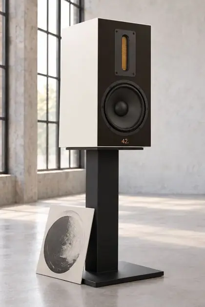 42.audio Magrathea 1 in Weiß auf Ständer, Rendering