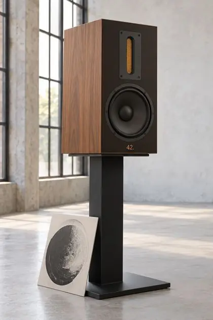 42.audio Magrathea 1 in Nussbaum auf Ständer, Rendering